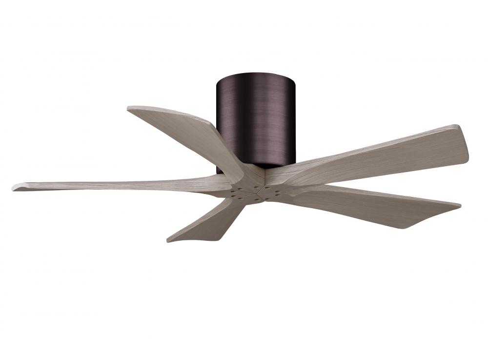 Irene-5H - 42" Five Blade Flush Mount Paddle Fan - Brushed Bronze Finish - Gray Ash Tone Blades