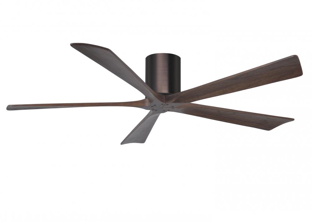Irene-5H - 60" Five Blade Flush Mount Paddle Fan - Brushed Bronze Finish - Walnut Tone Blades