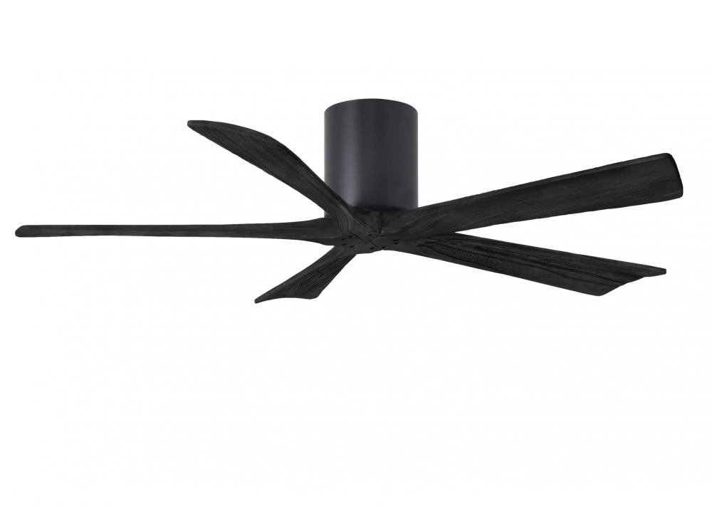 Irene-5H - 52" Five Blade Flush Mount Paddle Fan - Matte Black Finish - Matte Black Blades