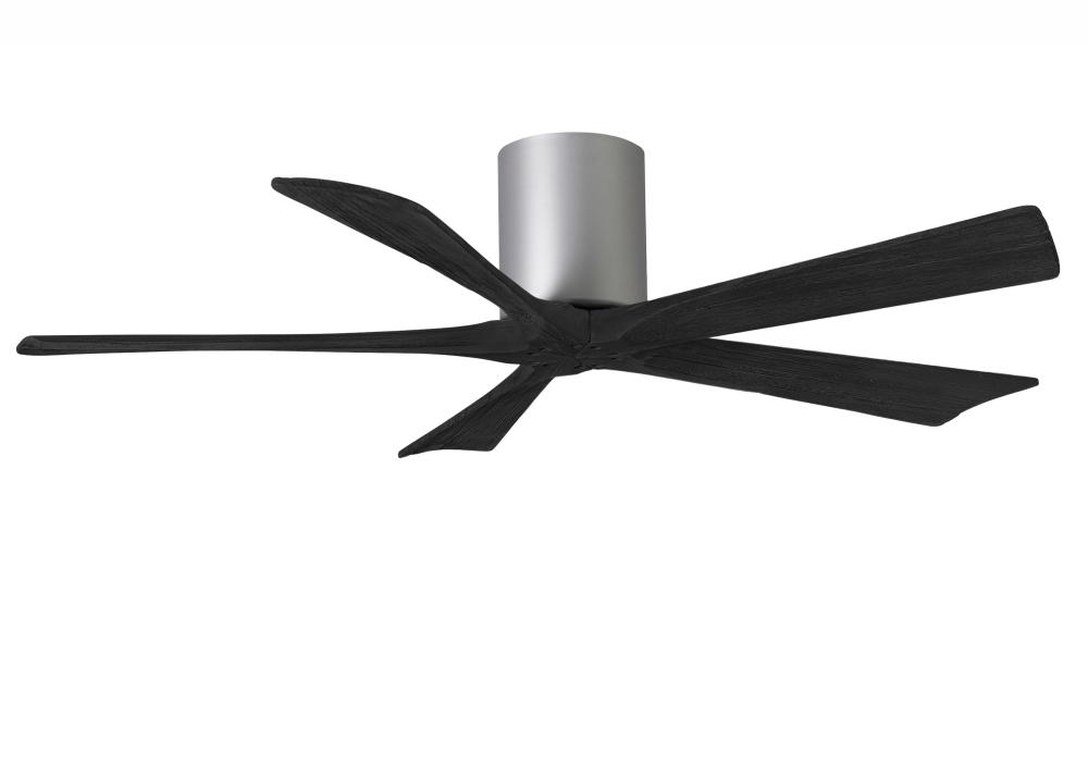 Irene-5H - 52" Five Blade Flush Mount Paddle Fan - Brushed Nickel Finish - Matte Black Blades