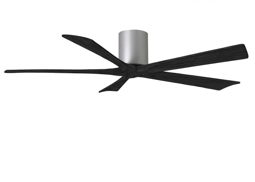 Irene-5H - 60" Five Blade Flush Mount Paddle Fan - Brushed Nickel Finish - Matte Black Blades