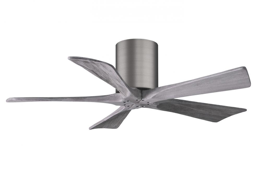 Irene-5H - 42" Five Blade Flush Mount Paddle Fan - Brushed Pewter Finish - Barn Wood Tone Blades