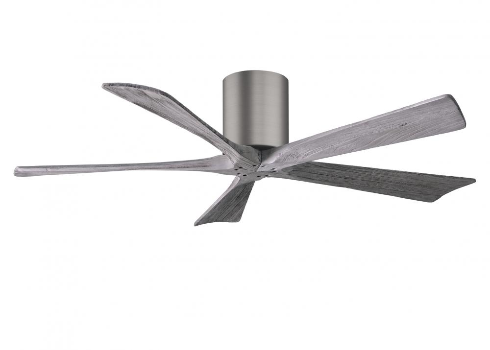 Irene-5H - 52" Five Blade Flush Mount Paddle Fan - Brushed Pewter Finish - Barn Wood Tone Blades