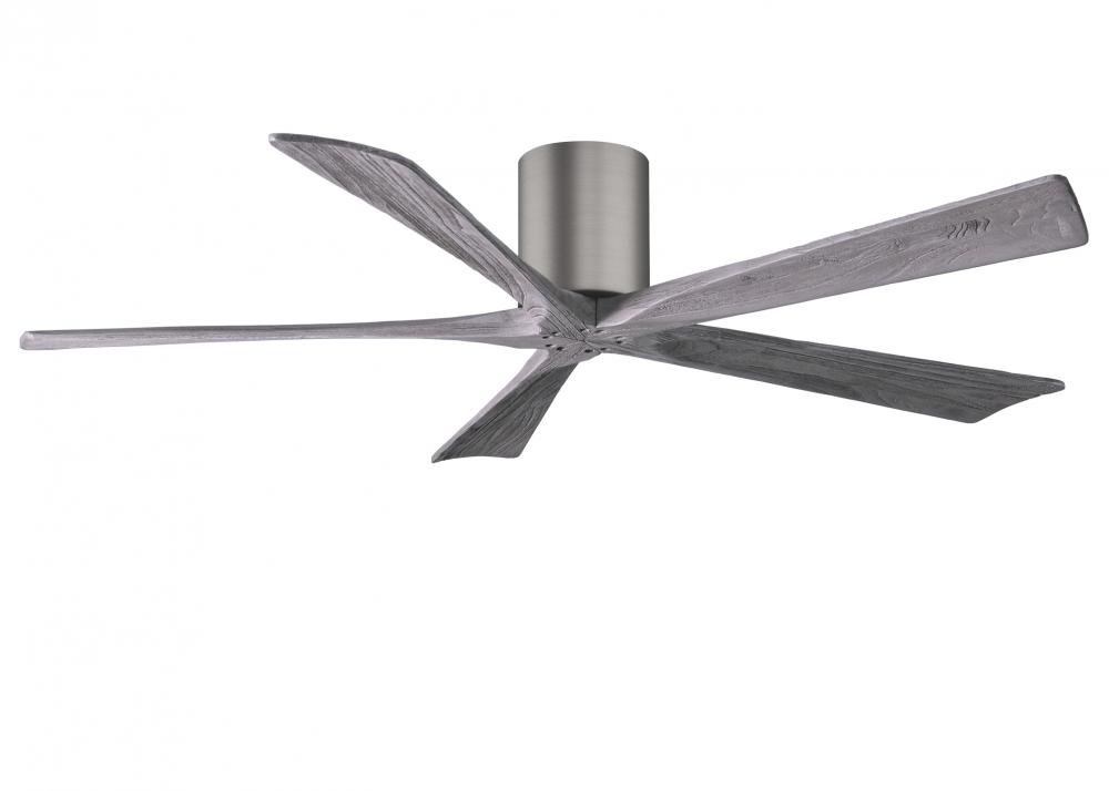 Irene-5H - 60" Five Blade Flush Mount Paddle Fan - Brushed Pewter Finish - Barn Wood Tone Blades