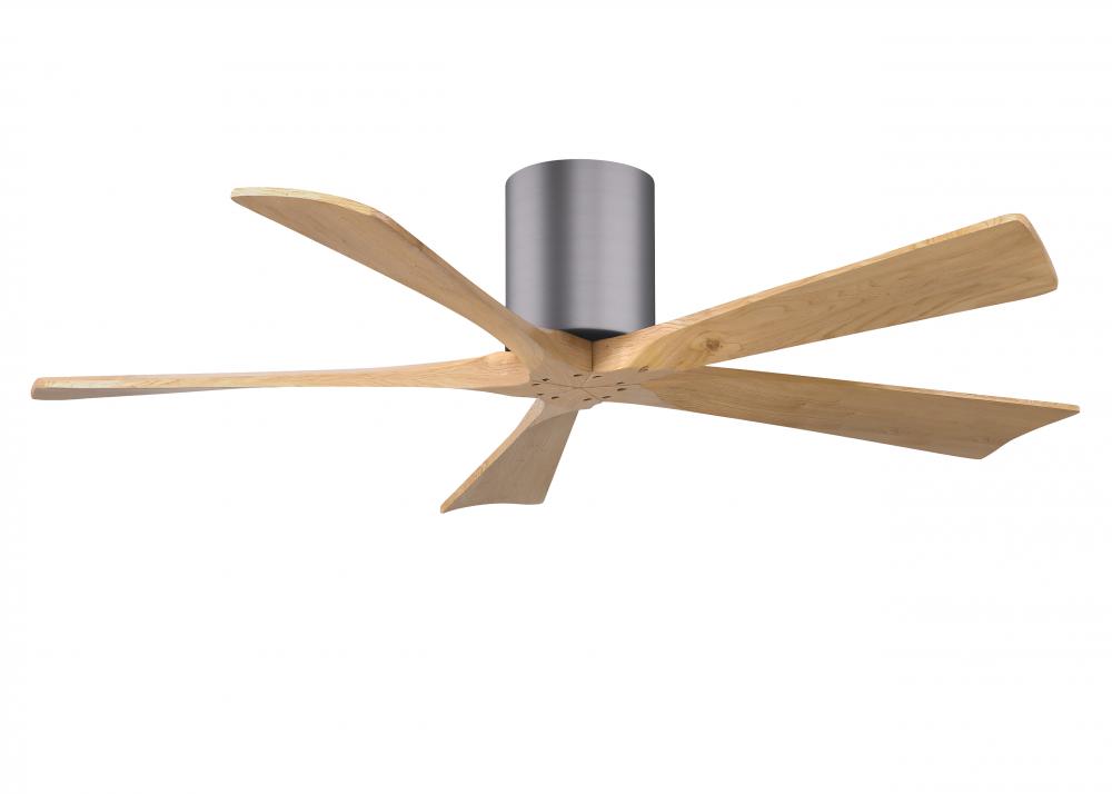 Irene-5H - 52" Five Blade Flush Mount Paddle Fan - Brushed Pewter Finish - Light Maple Tone Blad