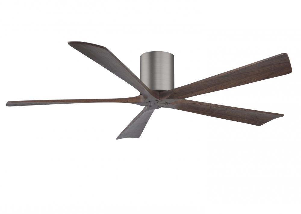 Irene-5H - 60" Five Blade Flush Mount Paddle Fan - Brushed Pewter Finish - Walnut Tone Blades