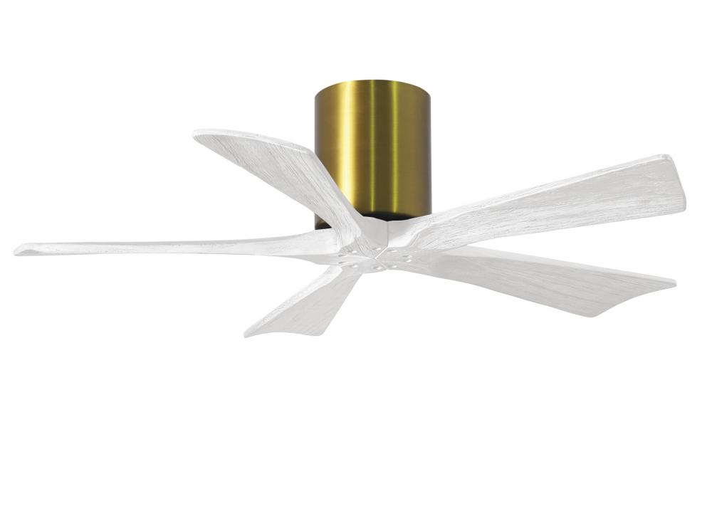 Irene-5H - 42" Five Blade Flush Mount Paddle Fan - Brushed Brass Finish - Matte White Blades