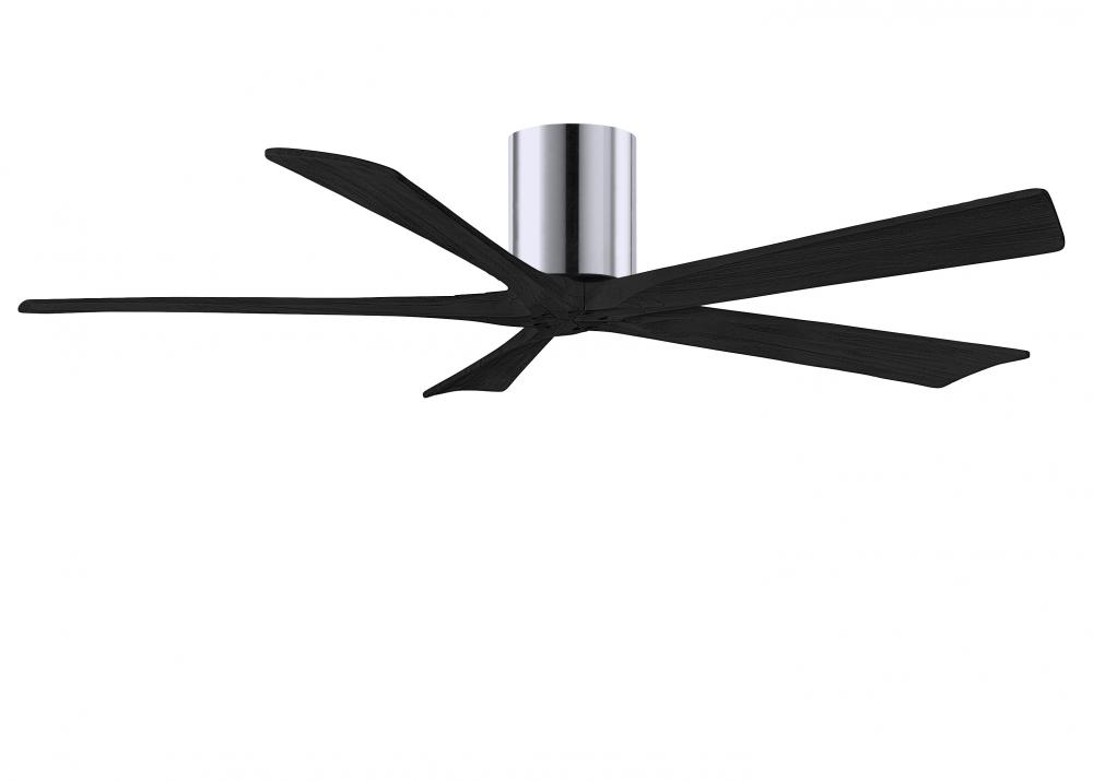 Irene-5H - 60" Five Blade Flush Mount Paddle Fan - Polished Chrome Finish - Matte Black Blades