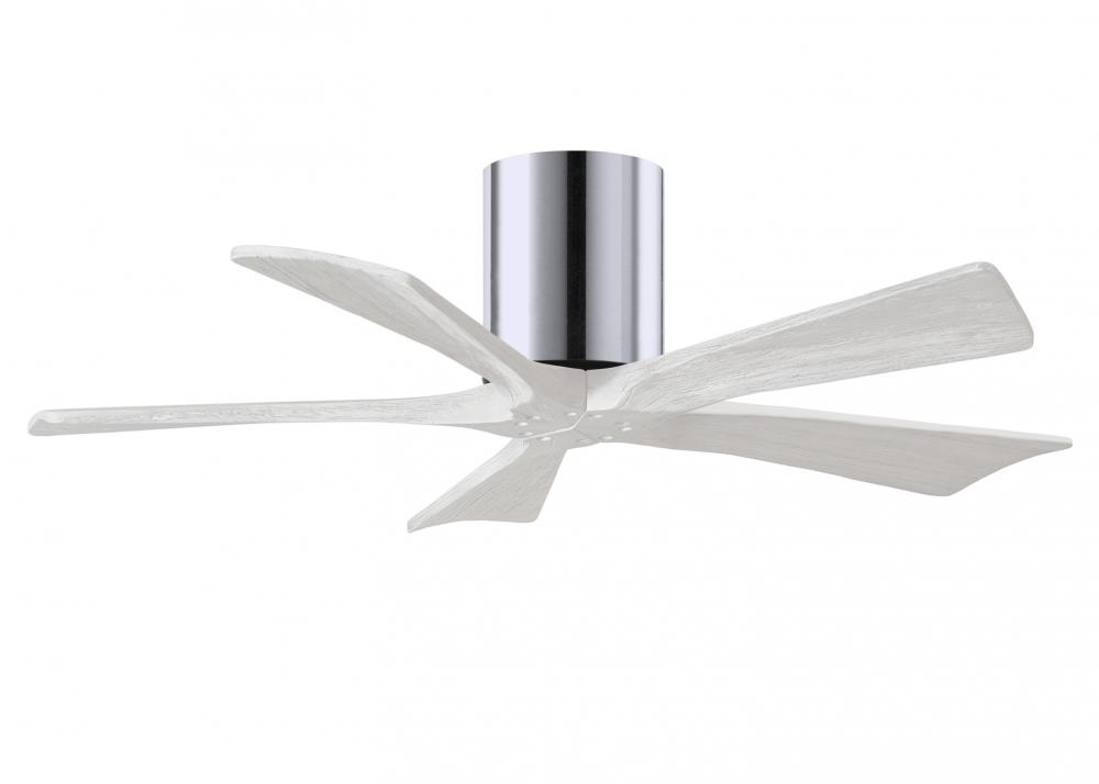 Irene-5H - 42" Five Blade Flush Mount Paddle Fan - Polished Chrome Finish - Matte White Blades