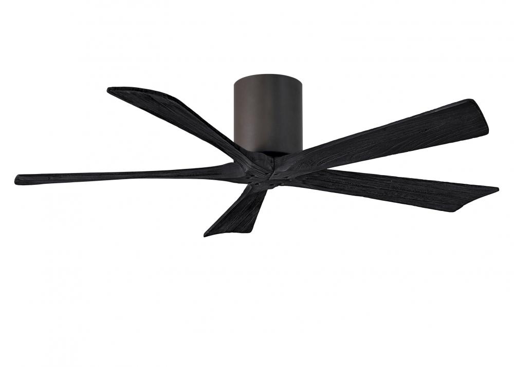 Irene-5H - 52" Five Blade Flush Mount Paddle Fan - Textured Bronze Finish - Matte Black Blades