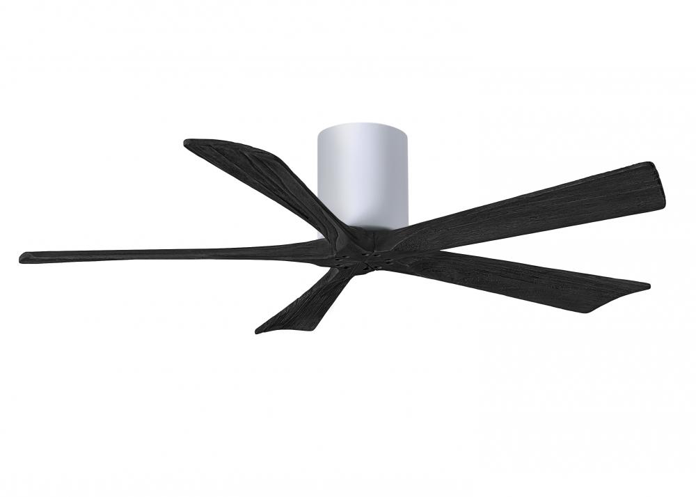 Irene-5H - 52" Five Blade Flush Mount Paddle Fan - Gloss White Finish - Matte Black Blades