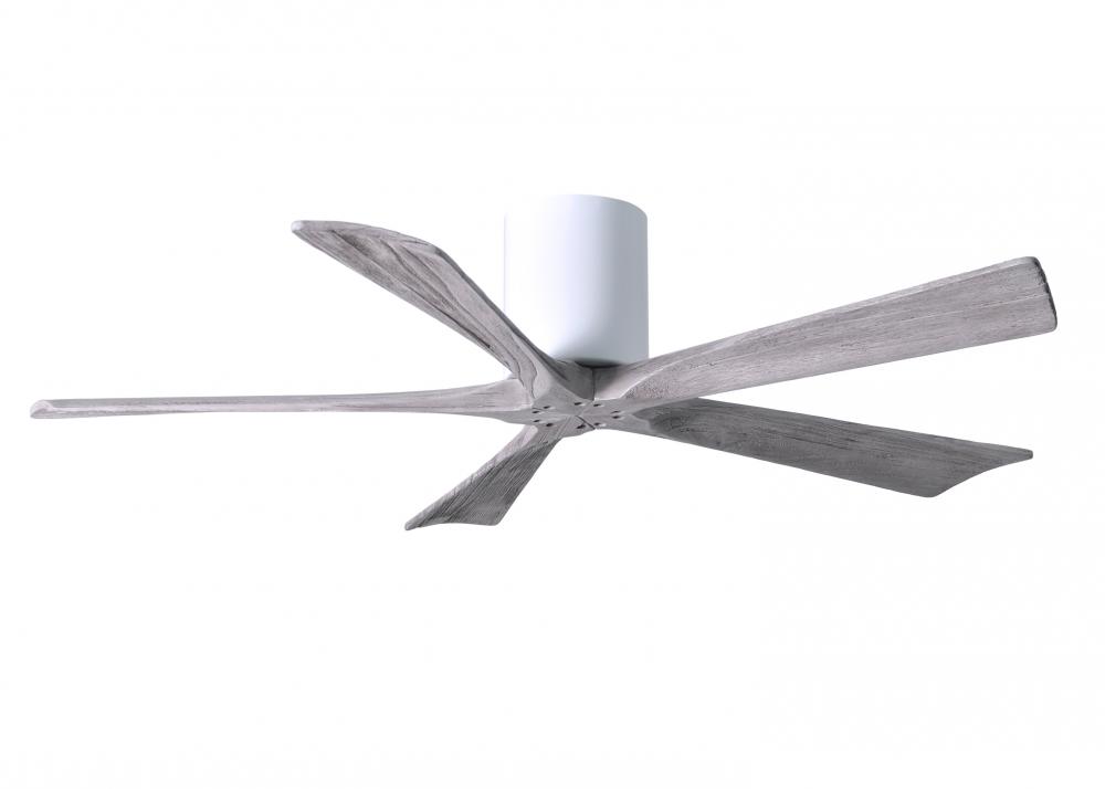 Irene-5H - 52" Five Blade Flush Mount Paddle Fan - Gloss White Finish - Barn Wood Tone Blades