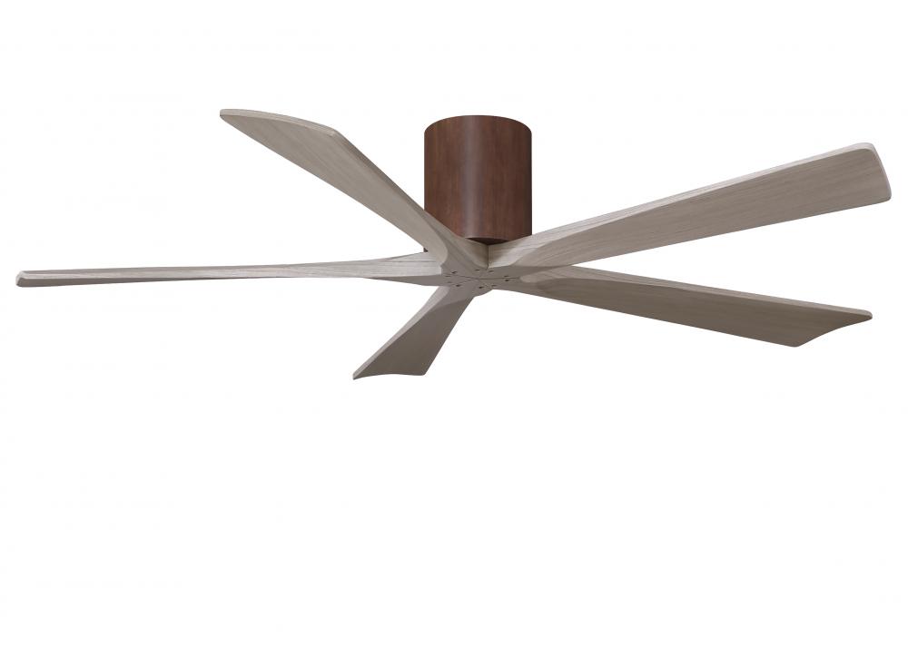 Irene-5H - 60" Five Blade Flush Mount Paddle Fan - Walnut Tone Finish - Gray Ash Tone Blades