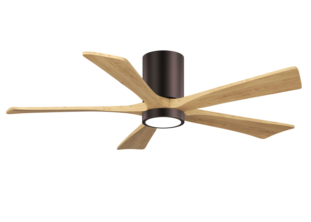 Irene-5HLK - 52" Five Blade Flush Mount Paddle Fan - 5CCT Integrated LED - Brushed Bronze Finish