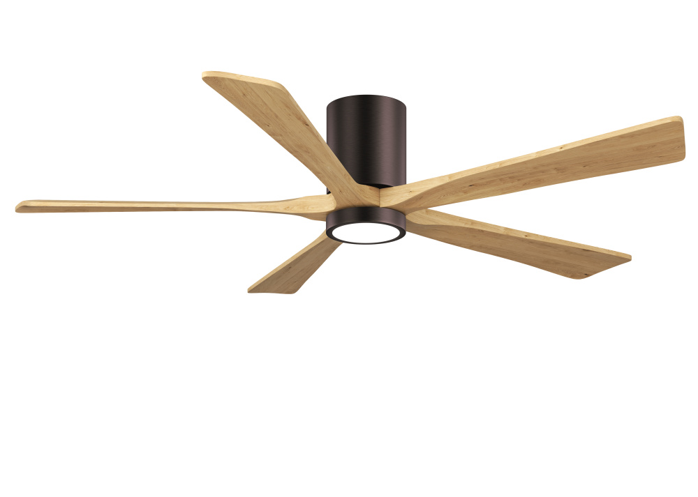 Irene-5HLK - 60" Five Blade Flush Mount Paddle Fan - 5CCT Integrated LED - Brushed Bronze Finish