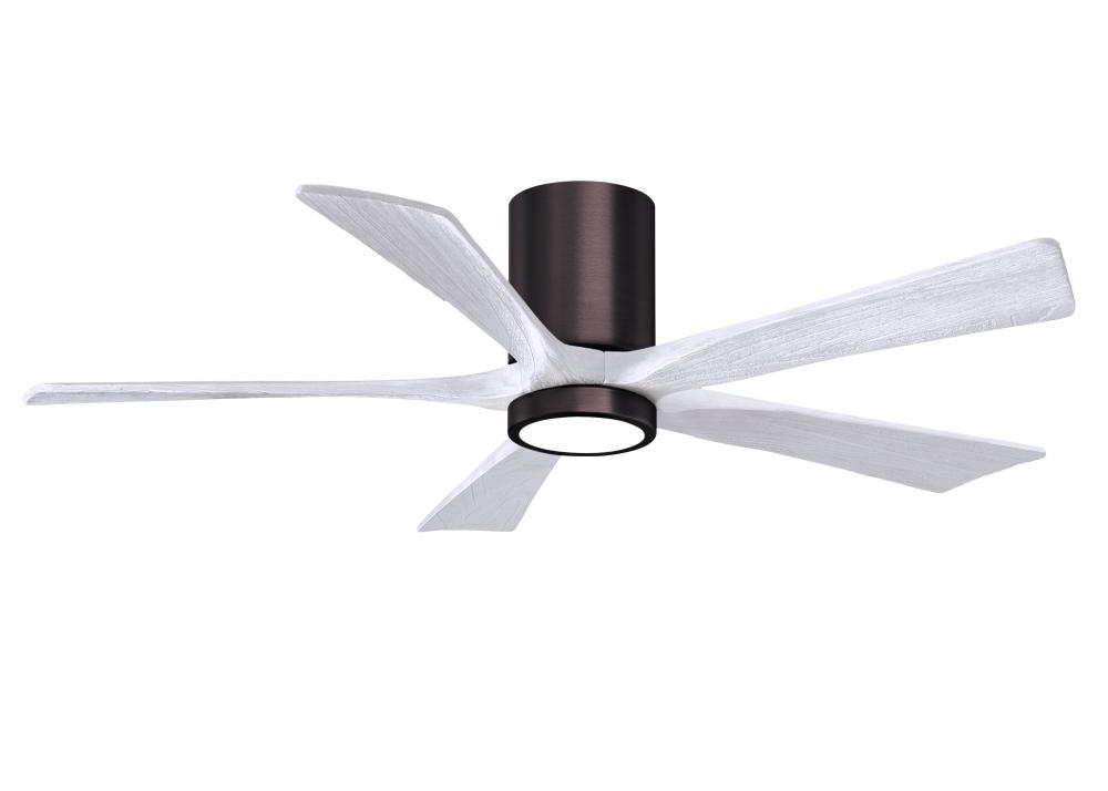 Irene-5HLK - 52" Five Blade Flush Mount Paddle Fan - 5CCT Integrated LED - Brushed Bronze Finish