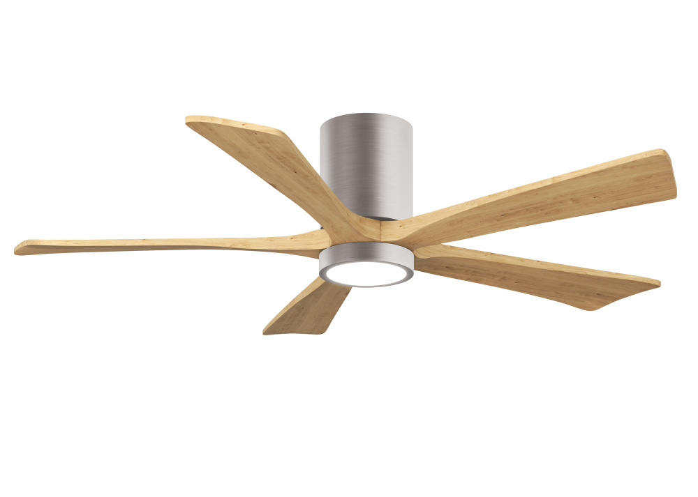 Irene-5HLK - 52" Five Blade Flush Mount Paddle Fan - 5CCT Integrated LED - Brushed Nickel Finish
