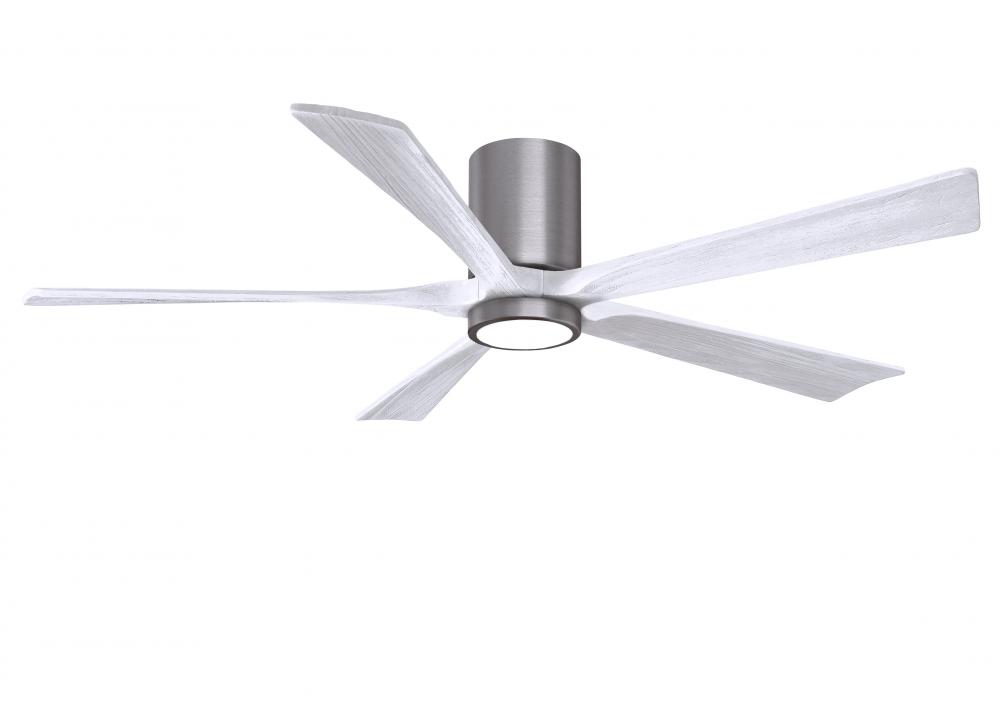 Irene-5HLK - 60" Five Blade Flush Mount Paddle Fan - 5CCT Integrated LED - Brushed Pewter Finish