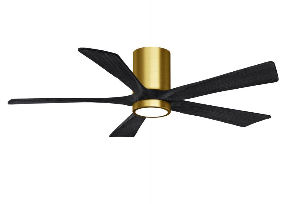 Irene-5HLK - 52" Five Blade Flush Mount Paddle Fan - 5CCT Integrated LED - Brushed Brass Finish