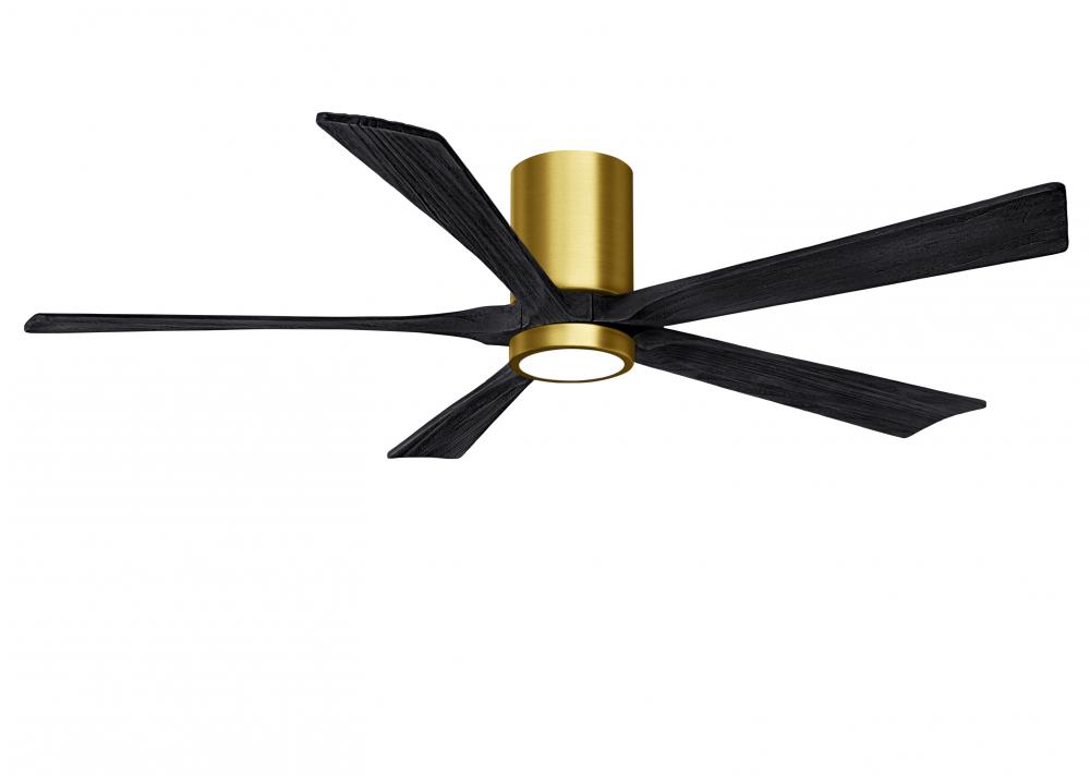 Irene-5HLK - 60" Five Blade Flush Mount Paddle Fan - 5CCT Integrated LED - Brushed Brass Finish