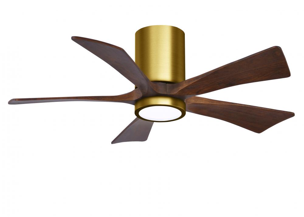 Irene-5HLK-42" Five Blade Flush Mount Paddle Fan-5CCT Integrated LED-Brushed Brass Finish