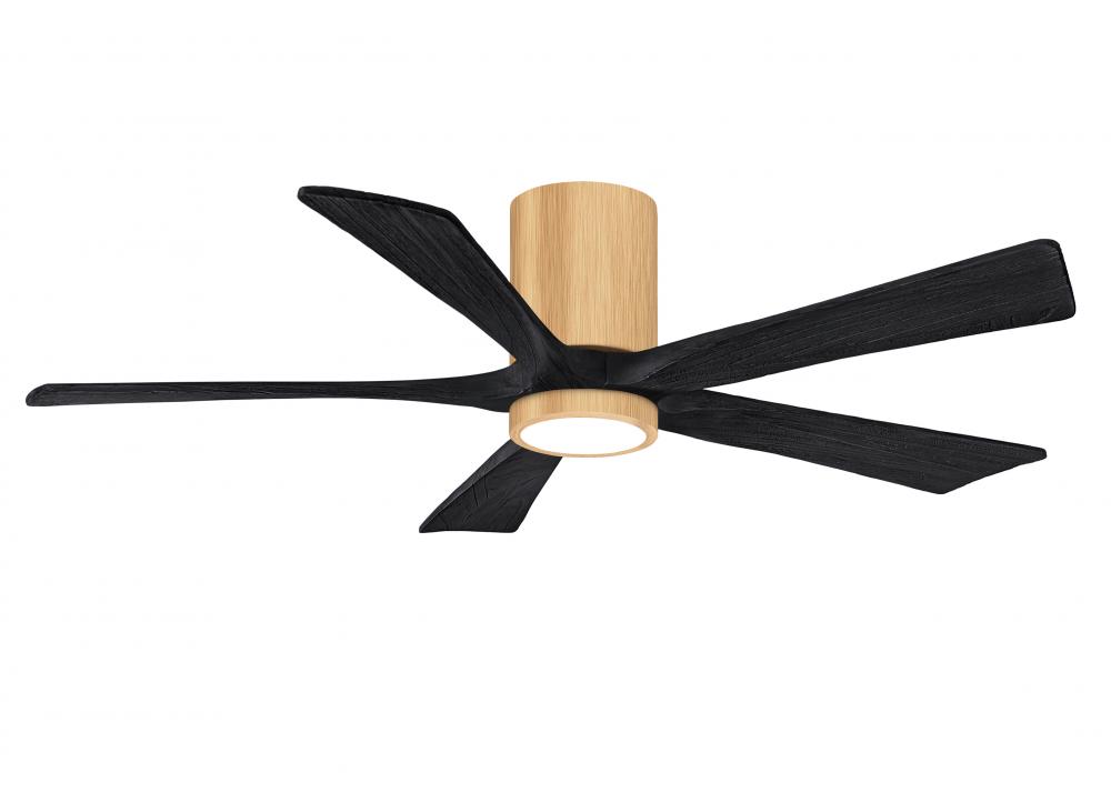 Irene-5HLK-52" Five Blade Flush Mount Paddle Fan-5CCT Integrated LED -Light Maple Tone Finish