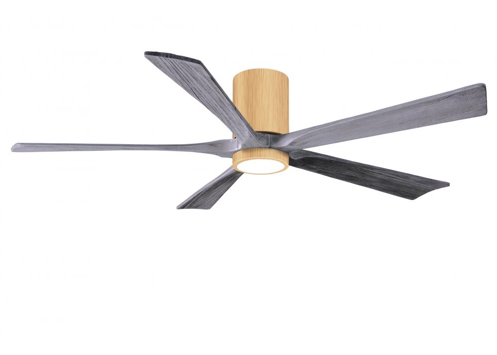 Irene-5HLK-60" Five Blade Flush Mount Paddle Fan-5CCT Integrated LED -Light Maple Tone Finish