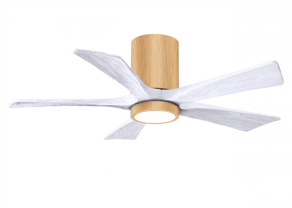 Irene-5HLK-42" Five Blade Flush Mount Paddle Fan-5CCT Integrated LED -Light Maple Tone Finish