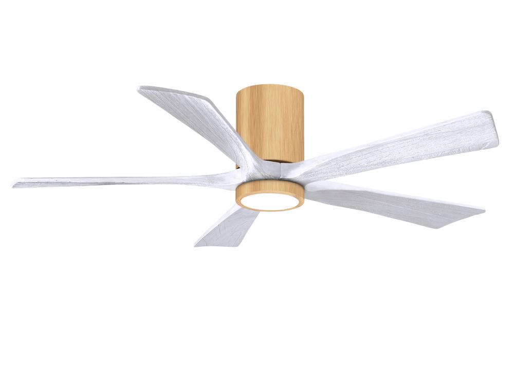 Irene-5HLK-52" Five Blade Flush Mount Paddle Fan-5CCT Integrated LED -Light Maple Tone Finish