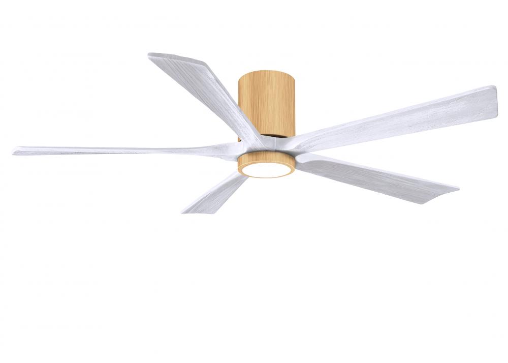 Irene-5HLK-60" Five Blade Flush Mount Paddle Fan-5CCT Integrated LED -Light Maple Tone Finish