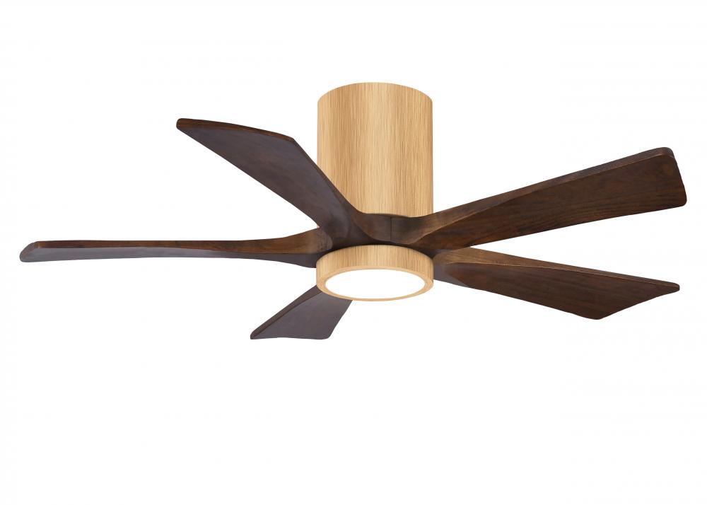 Irene-5HLK-42" Five Blade Flush Mount Paddle Fan-5CCT Integrated LED -Light Maple Tone Finish
