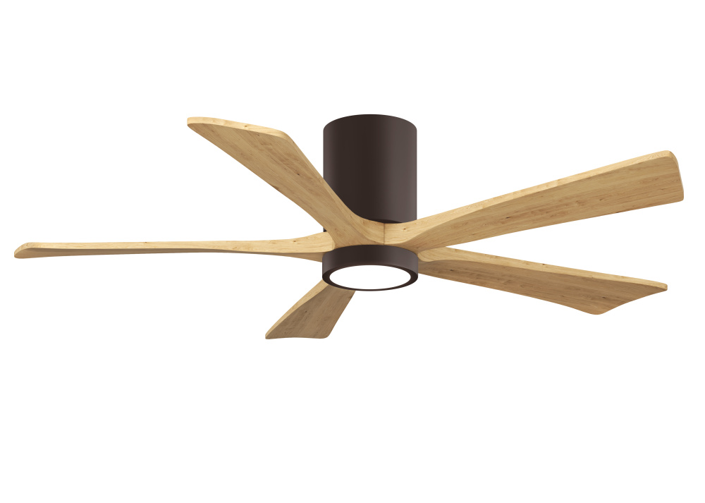 Irene-5HLK - 52" Five Blade Flush Mount Paddle Fan - 5CCT Integrated LED - Textured Bronze Finis