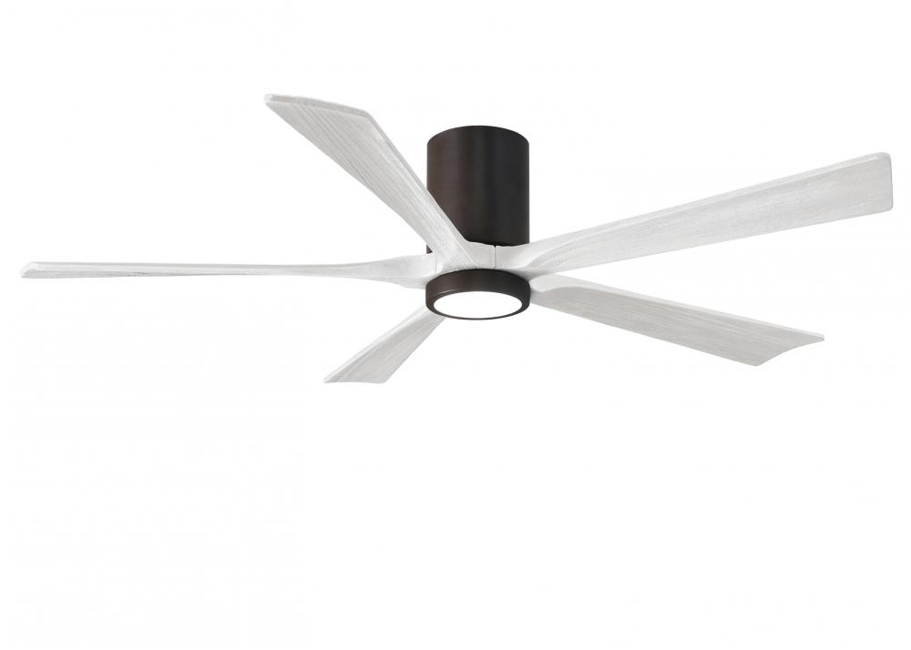 Irene-5HLK-60" Five Blade Flush Mount Paddle Fan-5CCT Integrated LED-Textured Bronze Finish