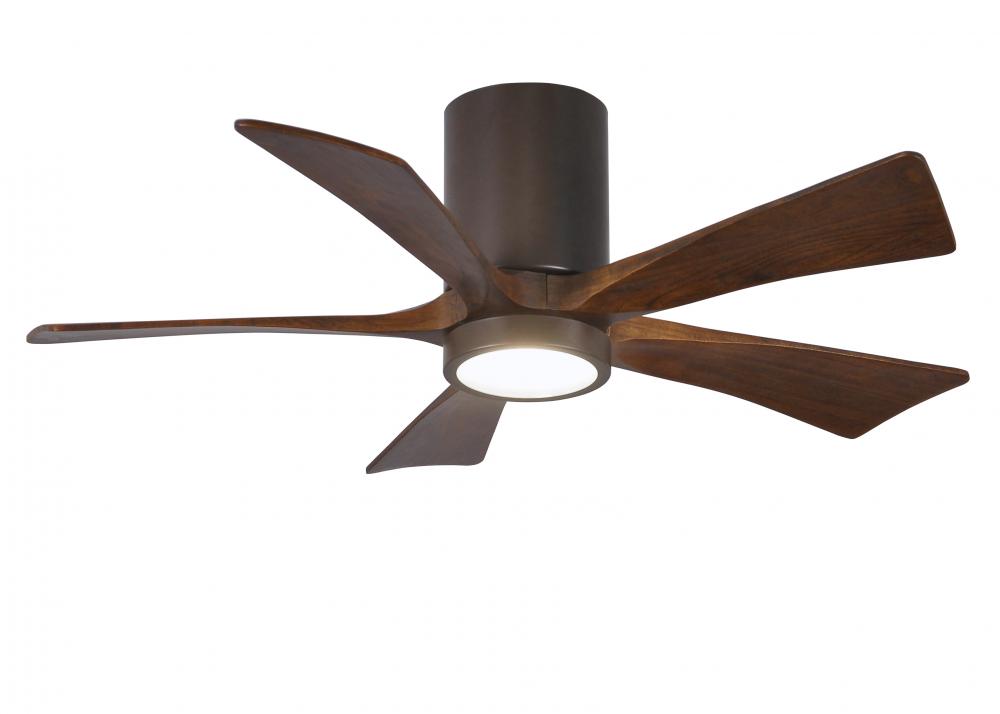 Irene-5HLK - 42" Five Blade Flush Mount Paddle Fan - 5CCT Integrated LED - Textured Bronze Finis