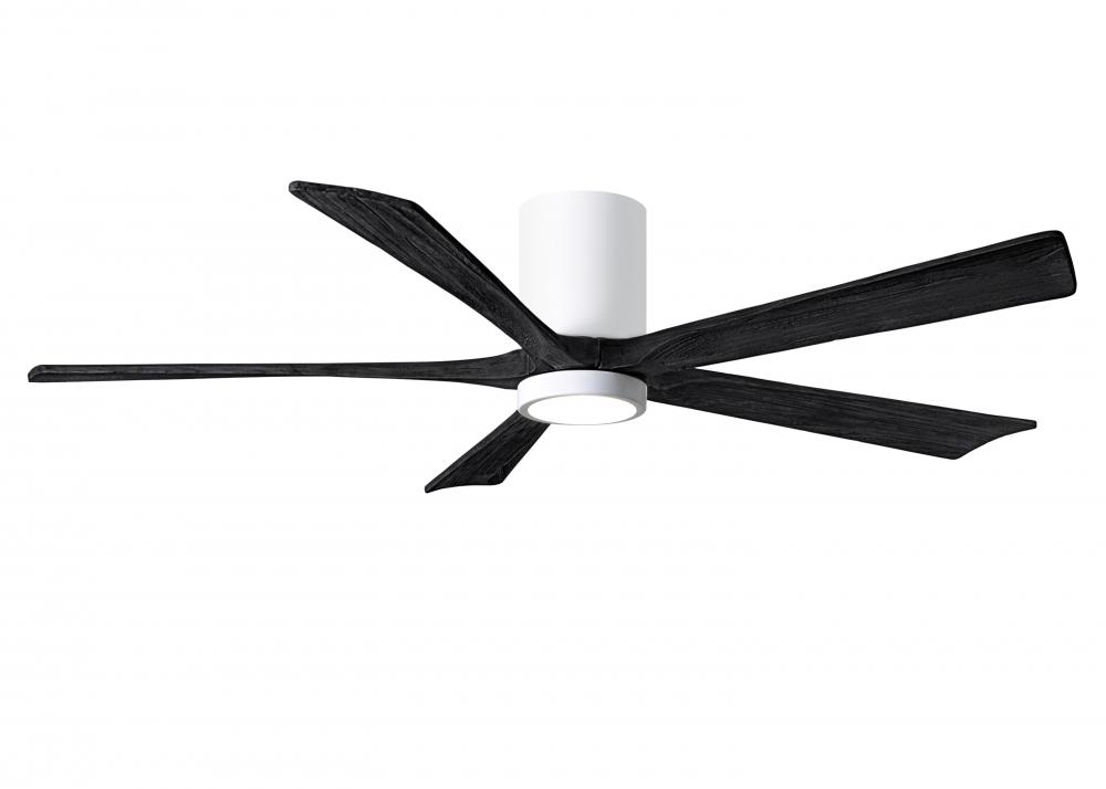 Irene-5HLK - 60" Five Blade Flush Mount Paddle Fan - 5CCT Integrated LED - Gloss White Finish