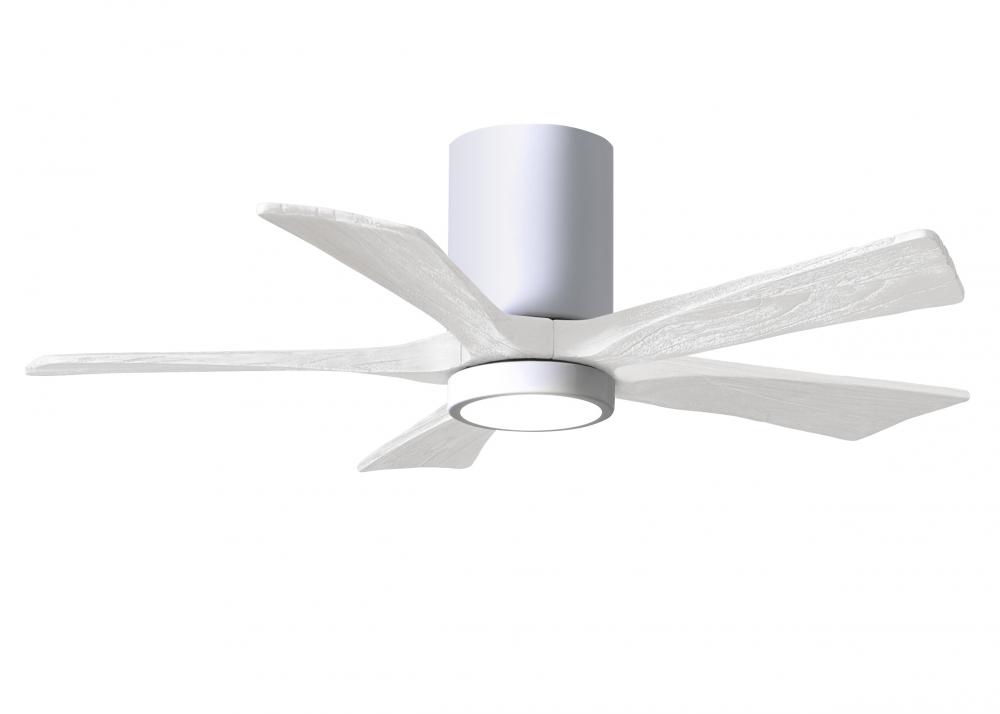 Irene-5HLK - 42" Five Blade Flush Mount Paddle Fan - 5CCT Integrated LED - Gloss White Finish