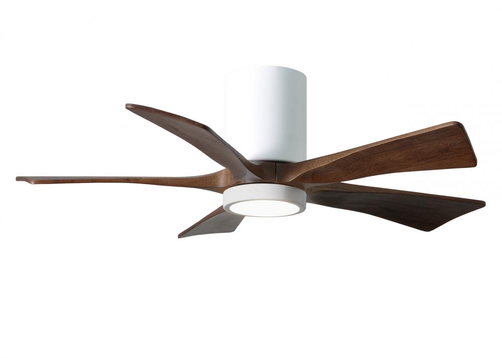 Irene-5HLK-42" Five Blade Flush Mount Paddle Fan-5CCT Integrated LED-Gloss White Finish