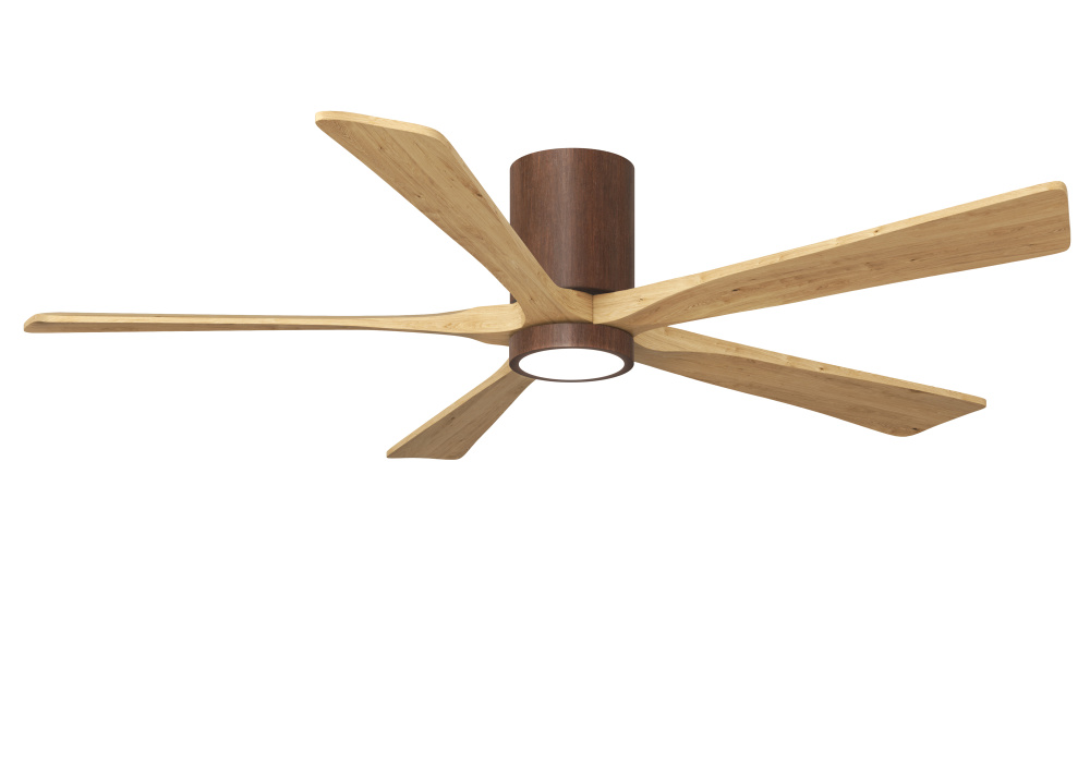 Irene-5HLK-60" Five Blade Flush Mount Paddle Fan-5CCT Integrated LED -Gloss Walnut Tone Finish