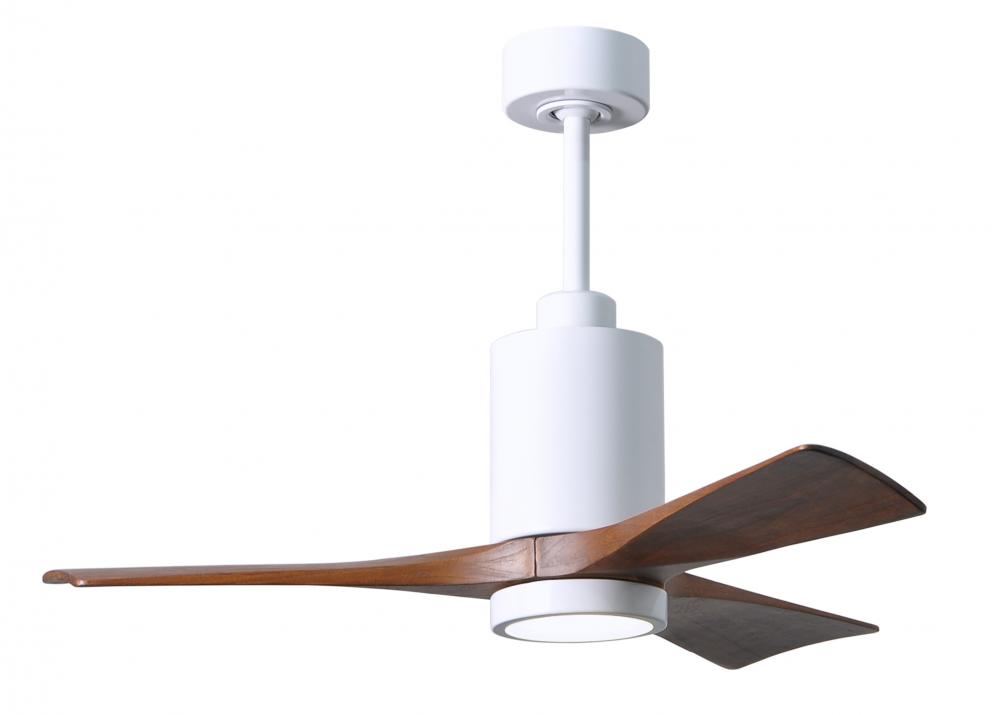 Patricia-3-42" Three Blade Ceiling Fan-5CCT Integrated LED-Gloss White Finish-Walnut Tone Blades