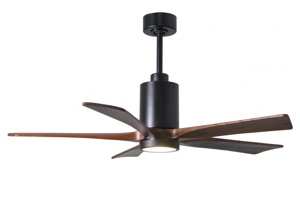 Patricia-5-52" Five Blade Ceiling Fan-5CCT Integrated LED-Matte Black Finish-Walnut Tone Blades