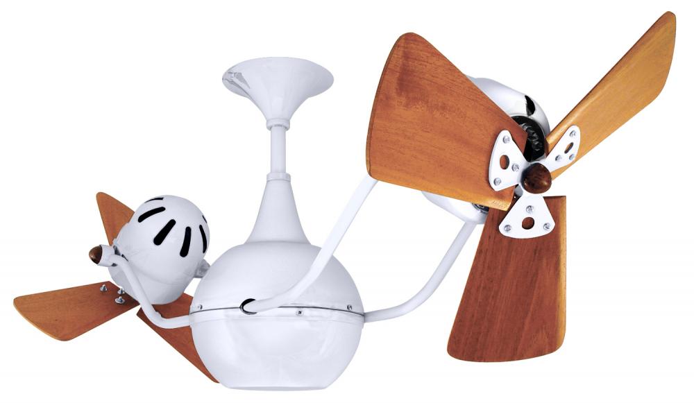 Vent Bettina - Rotational Ceiling Fan - Gloss White Finish - Mahogany Tone Blades