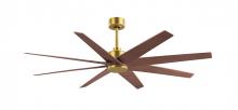 Matthews Fan Company AN-BRBR-WN-64 - Ariella - Eight Blade Ceiling Fan - Brushed Brass Finish - Walnut Tone Blades