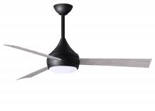 Matthews Fan Company DA-BK-BW - Donaire - Three Blade Paddle Fan - Integrated LED - Matte Black Finish - Barn Wood Tone Blades