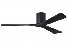 Matthews Fan Company IR3H-BK-BK-60 - Irene-3H - Three Blade Flush Mount Paddle Fan - 60" - Matte Black Finish - Matte Black Blades