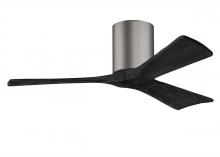 Matthews Fan Company IR3H-BP-BK-42 - Irene-3H - Three Blade Flush Mount Paddle Fan - 42" - Brushed Pewter Finish - Matte Black Blades
