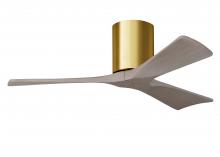Matthews Fan Company IR3H-BRBR-GA-42 - Irene-3H - Three Blade Flush Mount Paddle Fan - 42" - Brushed Brass Finish - Gray Ash Tone Blade