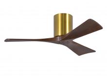 Matthews Fan Company IR3H-BRBR-WA-42 - Irene-3H - Three Blade Flush Mount Paddle Fan - 42" - Brushed Brass Finish - Walnut Tone Blades