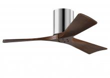 Matthews Fan Company IR3H-CR-WA-42 - Irene-3H - Three Blade Flush Mount Paddle Fan - 42" - Polished Chrome Finish - Walnut Tone Blade