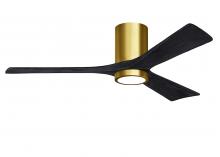 Matthews Fan Company IR3HLK-BRBR-BK-52 - Irene-3HLK - 52" Three Blade Flush Mount Paddle Fan - 5CCT Integrated LED - Brushed Brass Finish