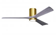 Matthews Fan Company IR3HLK-BRBR-BW-60 - Irene-3HLK - 60" Three Blade Flush Mount Paddle Fan - 5CCT Integrated LED - Brushed Brass Finish